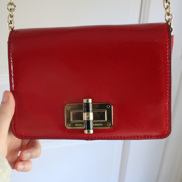 Diane Von Furstenberg Handbags - Red DVF Clutch with Chain